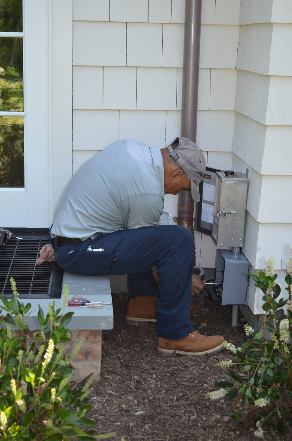 technician working on outdoor electronics